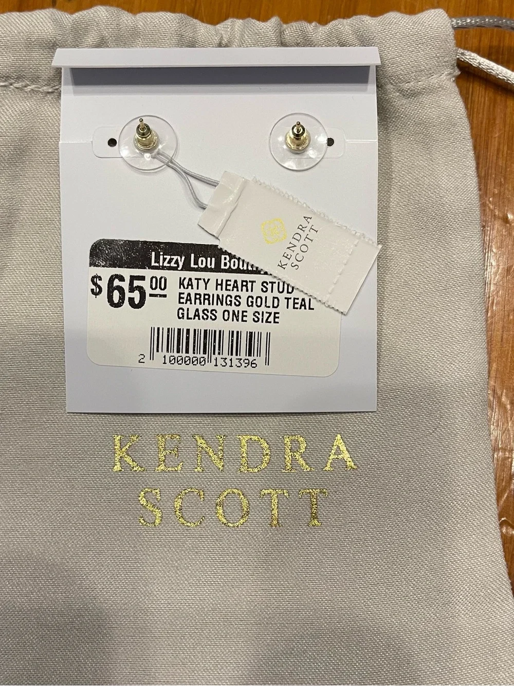 Kendra Scott Gold Heart Stud Earrings with Teal Stones